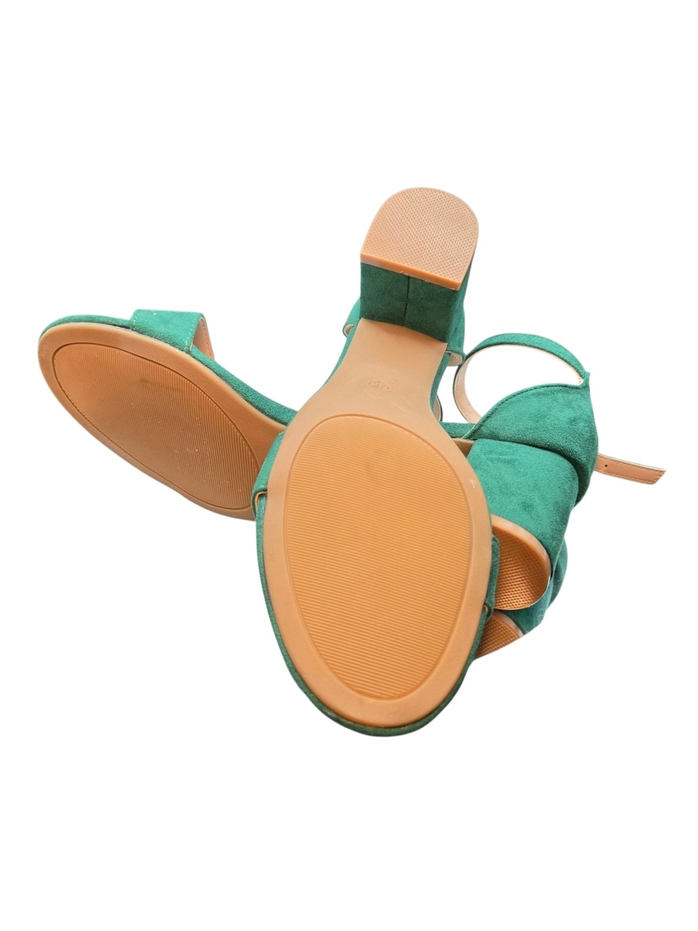 Mysoft Green Suede Ankle Strap Block Heel Sandals Shoes Size 7.5W - Picture 5 of 8